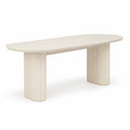 Stół jadalniany owalny kremowy MDF ryflowane nogi 180 x 90 x 75 cm prostokątno-owalny