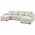 Sofa narożna U modułowa 330 cm 170 cm 86 cm tkanina poliestrowa MDF sklejka drewno sosnowe beżowa