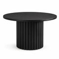 Stół jadalniany okrągły 120 cm MDF czarny ryflowana cylindryczna podstawa 76 cm