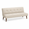 Sofa trzyosobowa 180 cm x 82 cm x 82 cm tkanina poliestrowa beżowa MDF sklejka pikowana drewniane nogi brak podłokietników