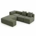 Sofa narożna modułowa z szezlongiem 300 x 170 x 72 cm tkanina bouclé zielona oliwkowa