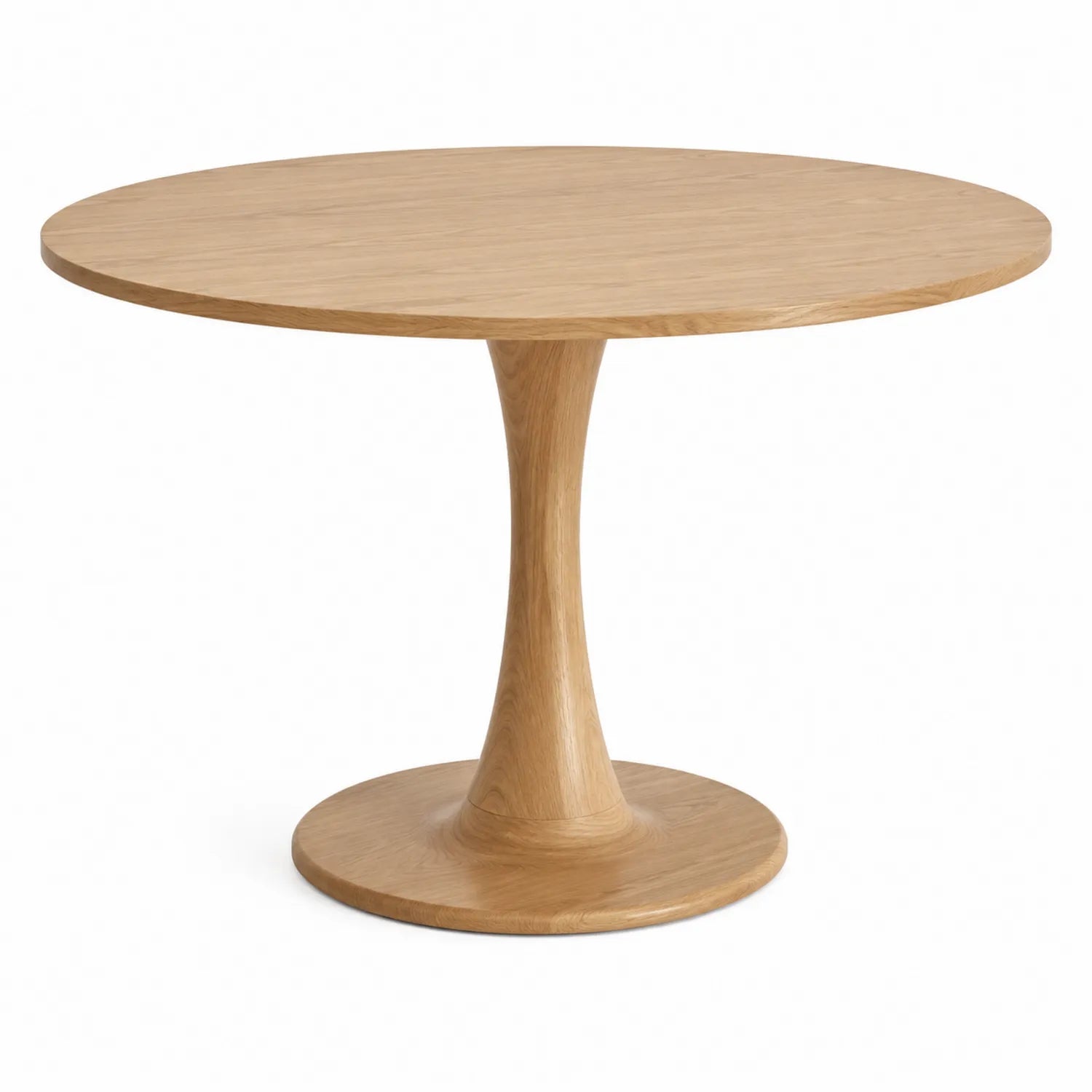 Stół jadalniany okrągły 120 x 76 cm MDF fornir dębowy blat dąb naturalny podstawa centralna
