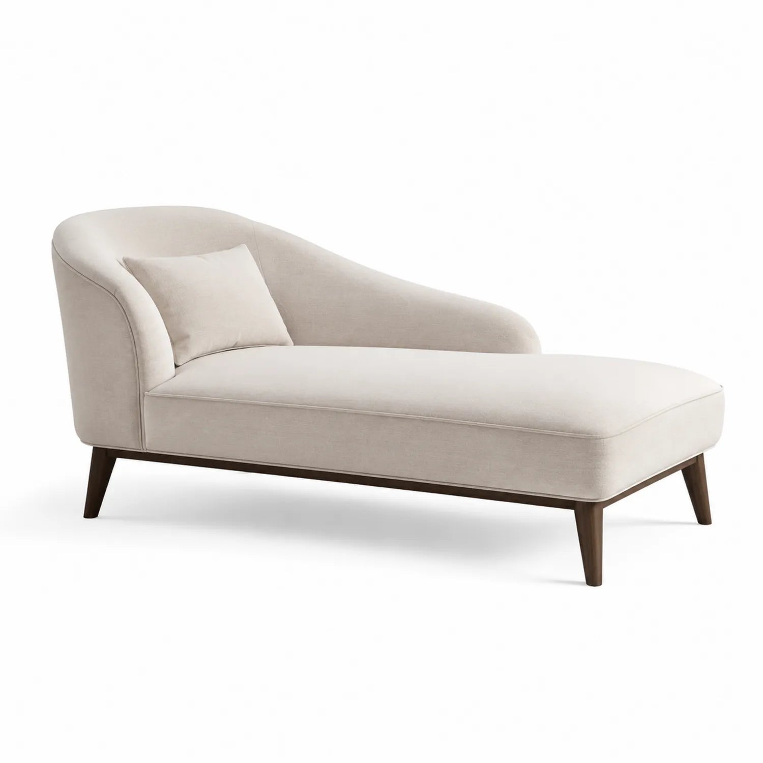 Szezlong modułowy 170 cm 75 cm 85 cm tkanina poliestrowa beżowy drewniane nogi