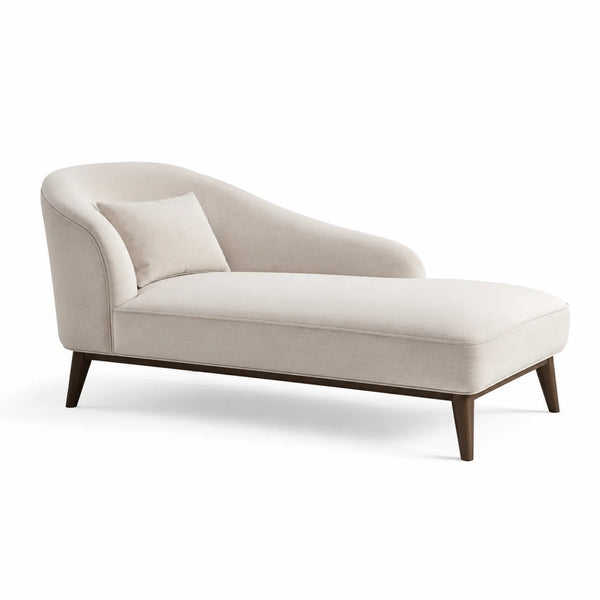 Szezlong modułowy 170 cm 75 cm 85 cm tkanina poliestrowa beżowy drewniane nogi