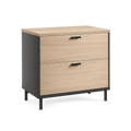 szafka biurowa z 2 szufladami 80 cm x 40 cm x 80 cm MDF dąb naturalny czarne metalowe nogi