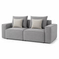 Sofa 2-osobowa modułowa około 160 x 90 x 85 cm tkanina poliestrowa szara beżowa z poduszkami