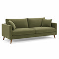 Sofa 3-osobowa 220 x 88 x 84 cm tkanina poliestrowa oliwkowozielona z drewnianymi nogami