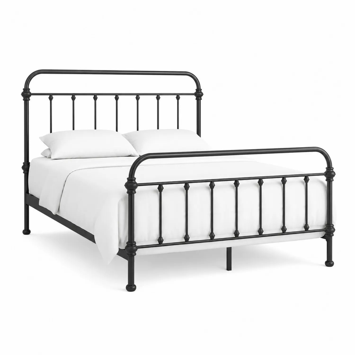 Łóżko metalowe 160 x 200 cm stal malowana proszkowo czarne z wysokim zagłówkiem i prostą ramą
