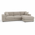 Sofa narożna z szezlongiem prawym 285 x 165 x 86 cm tkanina poliestrowa beżowa L kształt modułowa