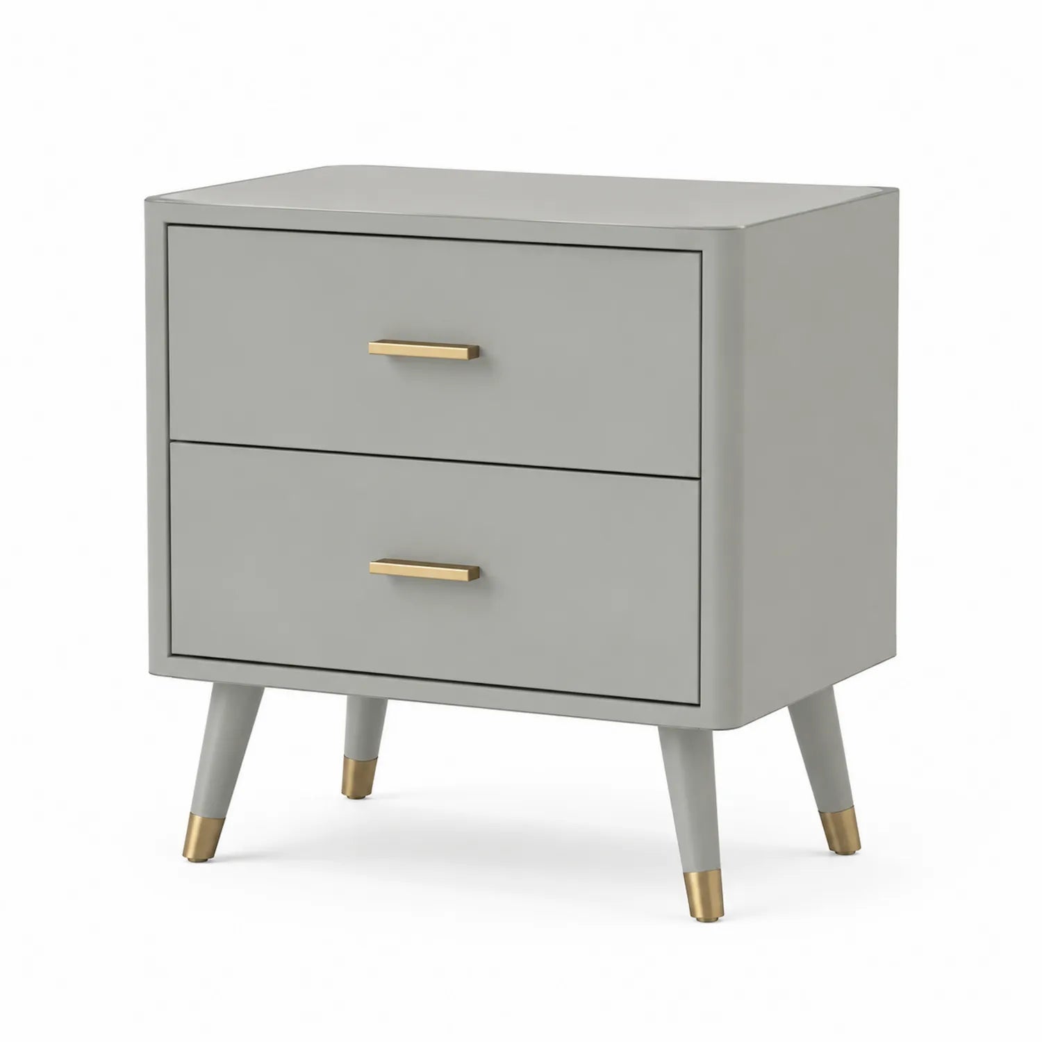 Szafka nocna 2 szuflady MDF szara złote uchwyty i nogi 50 x 40 x 55 cm prostokątna