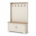 Wieszak do przedpokoju z ławką i szafką 100 cm x 40 cm x 190 cm MDF drewno lite stal kremowy naturalny czarny