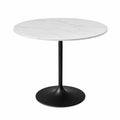 Stół jadalniany okrągły 120 cm blat marmurowy biały podstawa metalowa czarna 75 cm