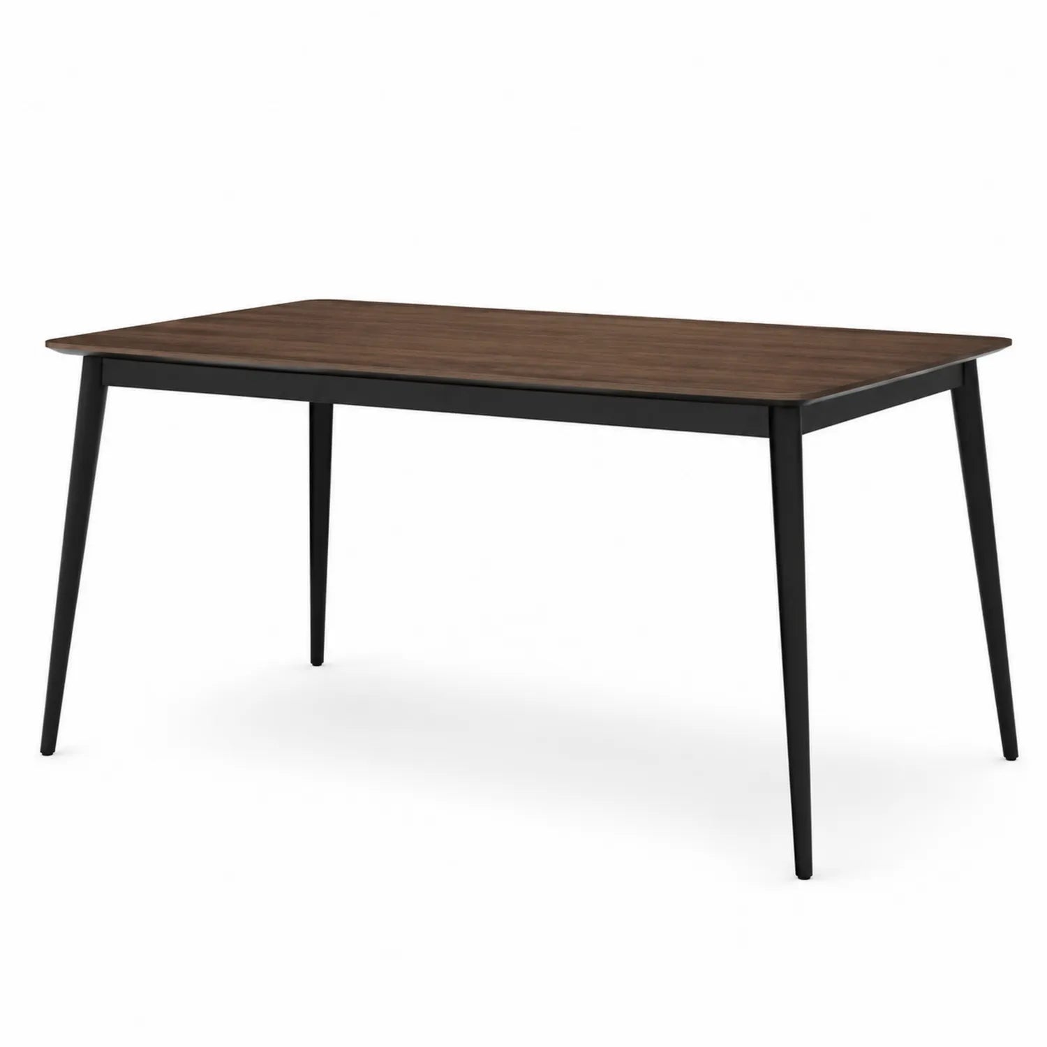 Stół jadalniany prostokątny 160 x 90 x 75 cm MDF laminowany dekor orzechowy blat stalowe nogi czarne