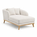 Szezlong tapicerowany 170 x 80 x 75 cm tkanina bouclé kremowy drewniana podstawa