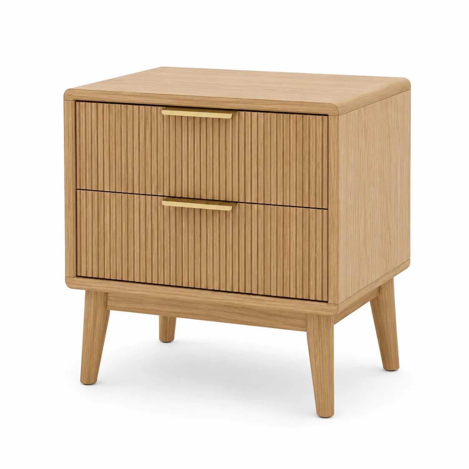 Szafka nocna 55 x 40 x 55 cm MDF prostokątna ryflowany front jasne drewno drewniane nogi