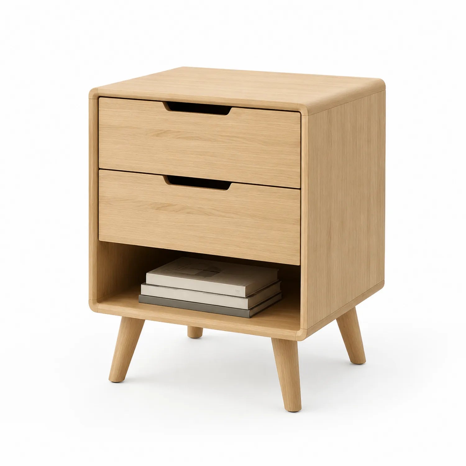 Szafka nocna 50 x 40 x 65 cm MDF fornir dębowy 2 szuflady półka kolor naturalny dąb