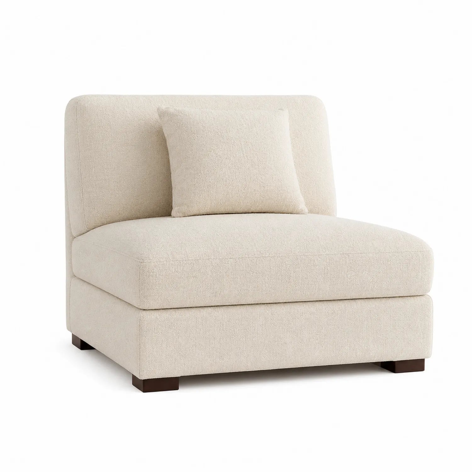 Sofa modułowa jednoosobowa 95 x 95 x 72 cm tkanina bouclé kremowa bez podłokietników