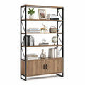 regał biurowy z szafką dolną 120 cm x 30 cm x 180 cm MDF dąb naturalny metalowa czarna konstrukcja półki otwarte