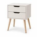 Szafka nocna z 2 szufladami 45 x 40 x 55 cm MDF biały drewniane nogi bukowe prostokątna