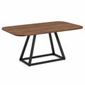 Stół jadalniany prostokątny około 160 x 80 x 75 cm blat orzechowy MDF podstawa metalowa czarna geometryczna