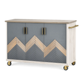 Wyspa kuchenna na kółkach 120 x 50 x 90 cm szara z drewnianym blatem MDF złote uchwyty