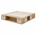 Łóżko platformowe 180 x 200 cm płyta wiórowa MDF prostokątne dąb naturalny beżowy 224 x 204 x 42 cm