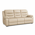 Sofa relaks elektryczna 3 osobowa 215 x 95 x 102 cm skóra syntetyczna PU beżowa funkcja rozkładania i podnóżek