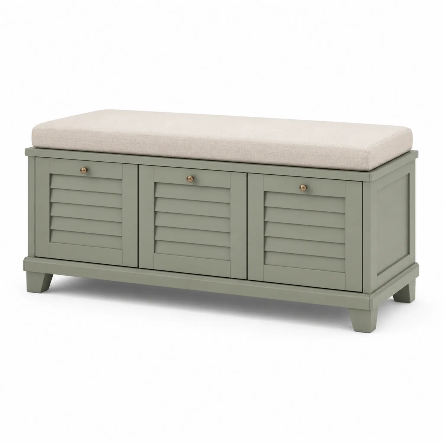 Ławka do przedpokoju ze schowkiem 120 cm 40 cm 50 cm MDF lakierowany tkanina poliestrowa oliwkowy beżowy złoty