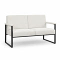 Sofa dwuosobowa 160 cm 85 cm 80 cm tkanina poliestrowa metalowa rama czarna beżowa